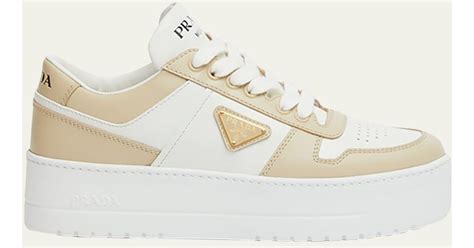 top prada bianco|Prada Downtown Bicolor Leather Low.